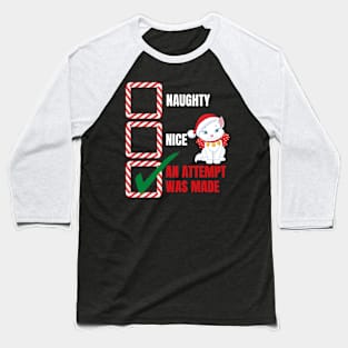 Naughty or Nice Christmas Cat Baseball T-Shirt